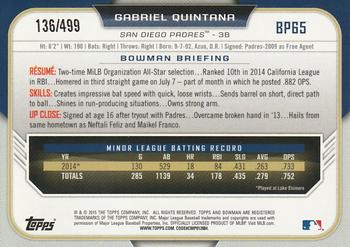 2015 Bowman - Prospects Silver #BP65 Gabriel Quintana Back