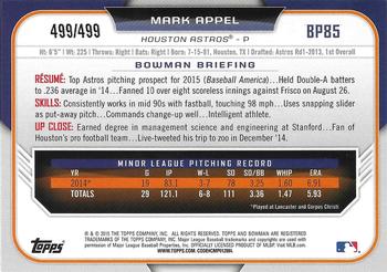 2015 Bowman - Prospects Silver #BP85 Mark Appel Back