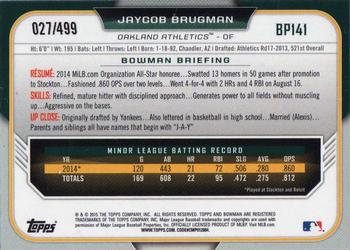 2015 Bowman - Prospects Silver #BP141 Jaycob Brugman Back