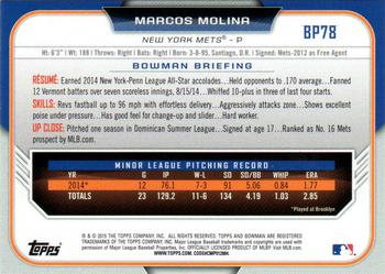 2015 Bowman - Prospects Silver Ice #BP78 Marcos Molina Back