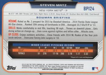 2015 Bowman - Prospects Silver Ice #BP124 Steven Matz Back