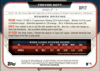 2015 Bowman - Prospects Black-Red (Asia) #BP17 Trevor Gott Back