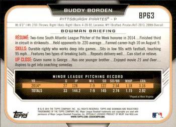 2015 Bowman - Prospects Black-Red (Asia) #BP63 Buddy Borden Back