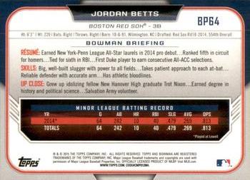 2015 Bowman - Prospects Black-Red (Asia) #BP64 Jordan Betts Back