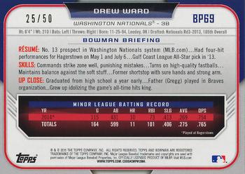 2015 Bowman - Prospects Gold #BP69 Drew Ward Back