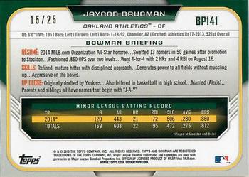 2015 Bowman - Prospects Orange #BP141 Jaycob Brugman Back
