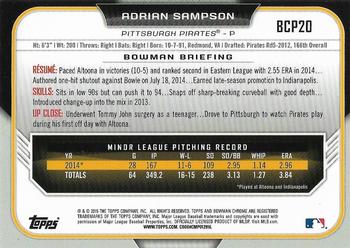 2015 Bowman - Chrome Prospects Black Refractors (Asia) #BCP20 Adrian Sampson Back
