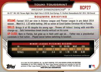 2015 Bowman - Chrome Prospects Black Refractors (Asia) #BCP27 Touki Toussaint Back