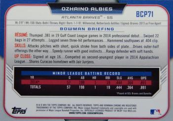 2015 Bowman - Chrome Prospects Black Refractors (Asia) #BCP71 Ozhaino Albies Back