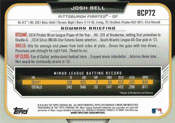 2015 Bowman - Chrome Prospects Black Refractors (Asia) #BCP72 Josh Bell Back