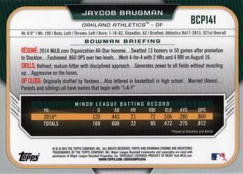 2015 Bowman - Chrome Prospects Black Refractors (Asia) #BCP141 Jaycob Brugman Back