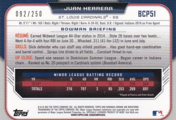 2015 Bowman - Chrome Prospects Purple Refractors #BCP51 Juan Herrera Back