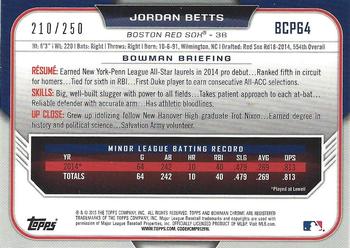 2015 Bowman - Chrome Prospects Purple Refractors #BCP64 Jordan Betts Back