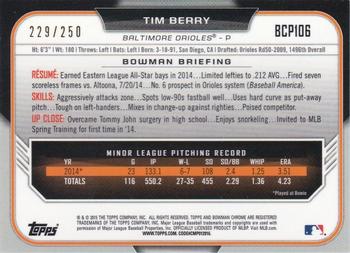 2015 Bowman - Chrome Prospects Purple Refractors #BCP106 Tim Berry Back