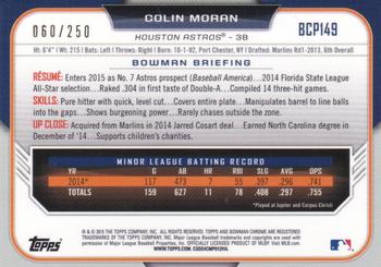 2015 Bowman - Chrome Prospects Purple Refractors #BCP149 Colin Moran Back