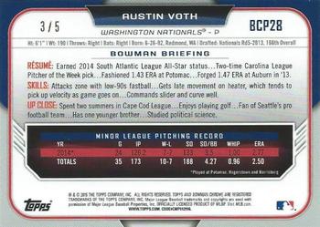 2015 Bowman - Chrome Prospects Red Refractors #BCP28 Austin Voth Back