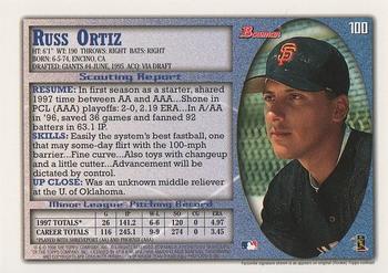 1998 Bowman #100 Russ Ortiz Back