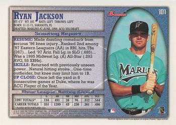 1998 Bowman #101 Ryan Jackson Back