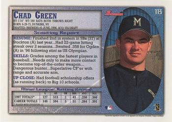 1998 Bowman #113 Chad Green Back