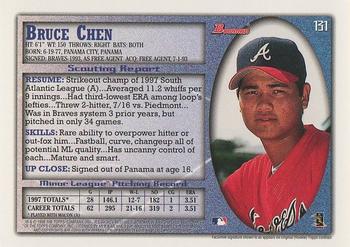 1998 Bowman #131 Bruce Chen Back