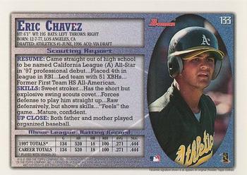 1998 Bowman #133 Eric Chavez Back