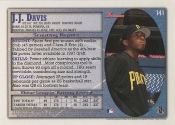 1998 Bowman #141 J.J. Davis Back