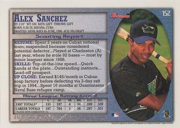 1998 Bowman #152 Alex Sanchez Back