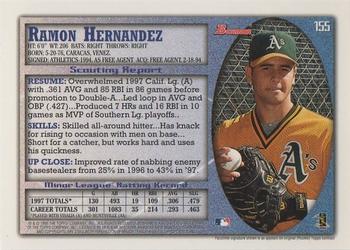 1998 Bowman #155 Ramon Hernandez Back