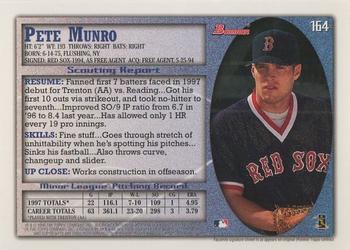 1998 Bowman #164 Pete Munro Back