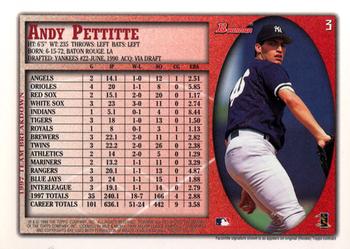 1998 Bowman #3 Andy Pettitte Back