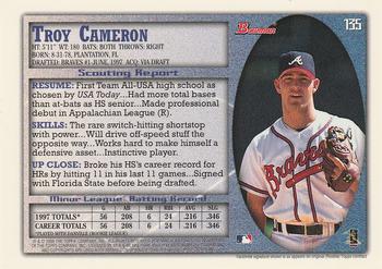 1998 Bowman #135 Troy Cameron Back