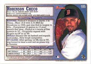 1998 Bowman #335 Robinson Checo Back
