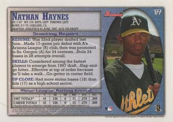 1998 Bowman #177 Nathan Haynes Back