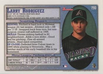 1998 Bowman #190 Larry Rodriguez Back