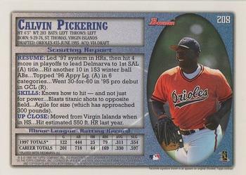 1998 Bowman #208 Calvin Pickering Back