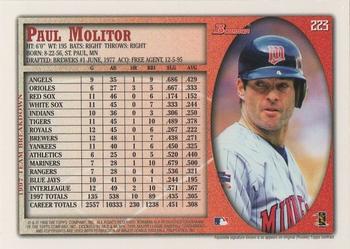 1998 Bowman #223 Paul Molitor Back