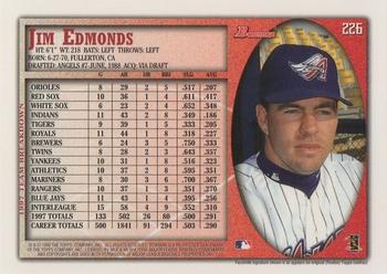 1998 Bowman #226 Jim Edmonds Back