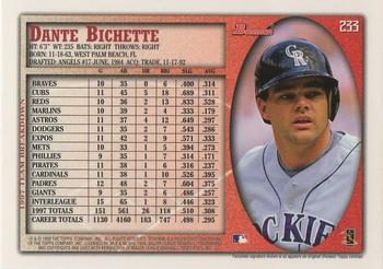 1998 Bowman #233 Dante Bichette Back
