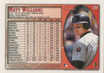 1998 Bowman #237 Matt Williams Back