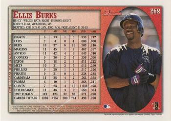 1998 Bowman #268 Ellis Burks Back