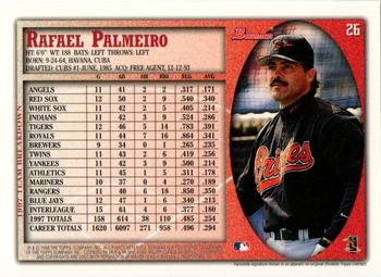 1998 Bowman #26 Rafael Palmeiro Back
