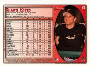 1998 Bowman #29 Shawn Estes Back