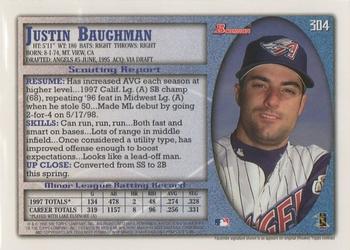 1998 Bowman #304 Justin Baughman Back