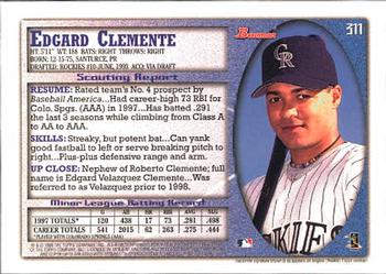 1998 Bowman #311 Edgard Clemente Back