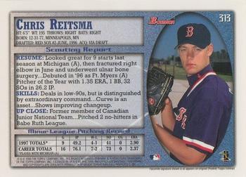 1998 Bowman #313 Chris Reitsma Back