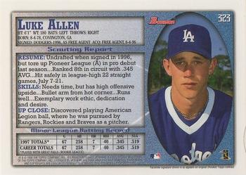 1998 Bowman #323 Luke Allen Back