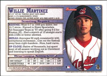 1998 Bowman #325 Willie Martinez Back