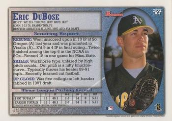 1998 Bowman #327 Eric DuBose Back