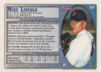 1998 Bowman #347 Mike Lincoln Back