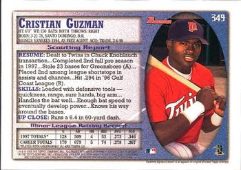1998 Bowman #349 Cristian Guzman Back